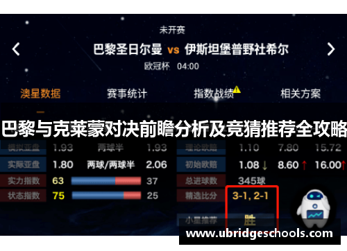 巴黎与克莱蒙对决前瞻分析及竞猜推荐全攻略